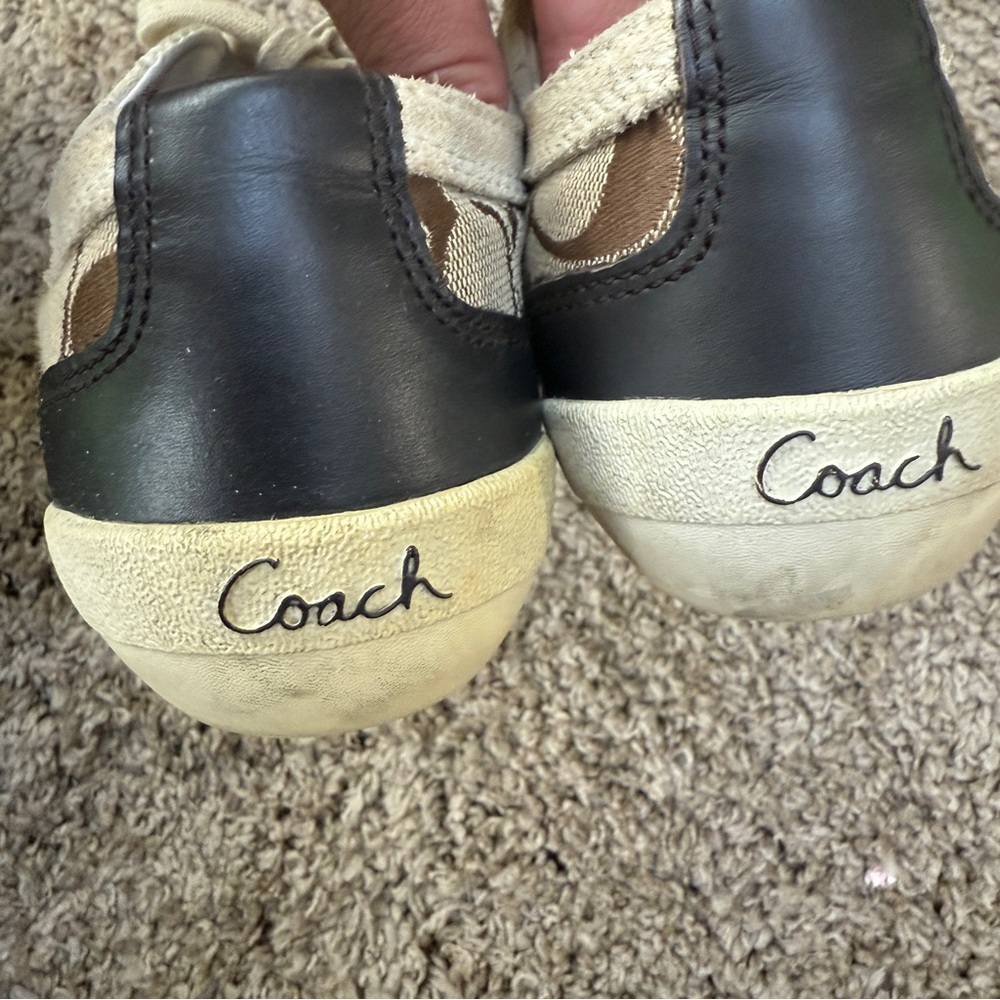 Coach Beige and Brown Signature Canvas Sneakers - Picture 3 of 7